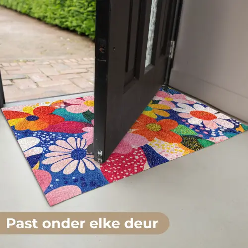 Bloemen - Kleurrijk - Stippen Deurmat klein -USP_NL