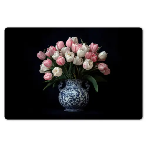 Bloemen - Roze - Tulpen - Vaas Placemat vinyl groot -zzsfeer1_Kitchenyeah-website