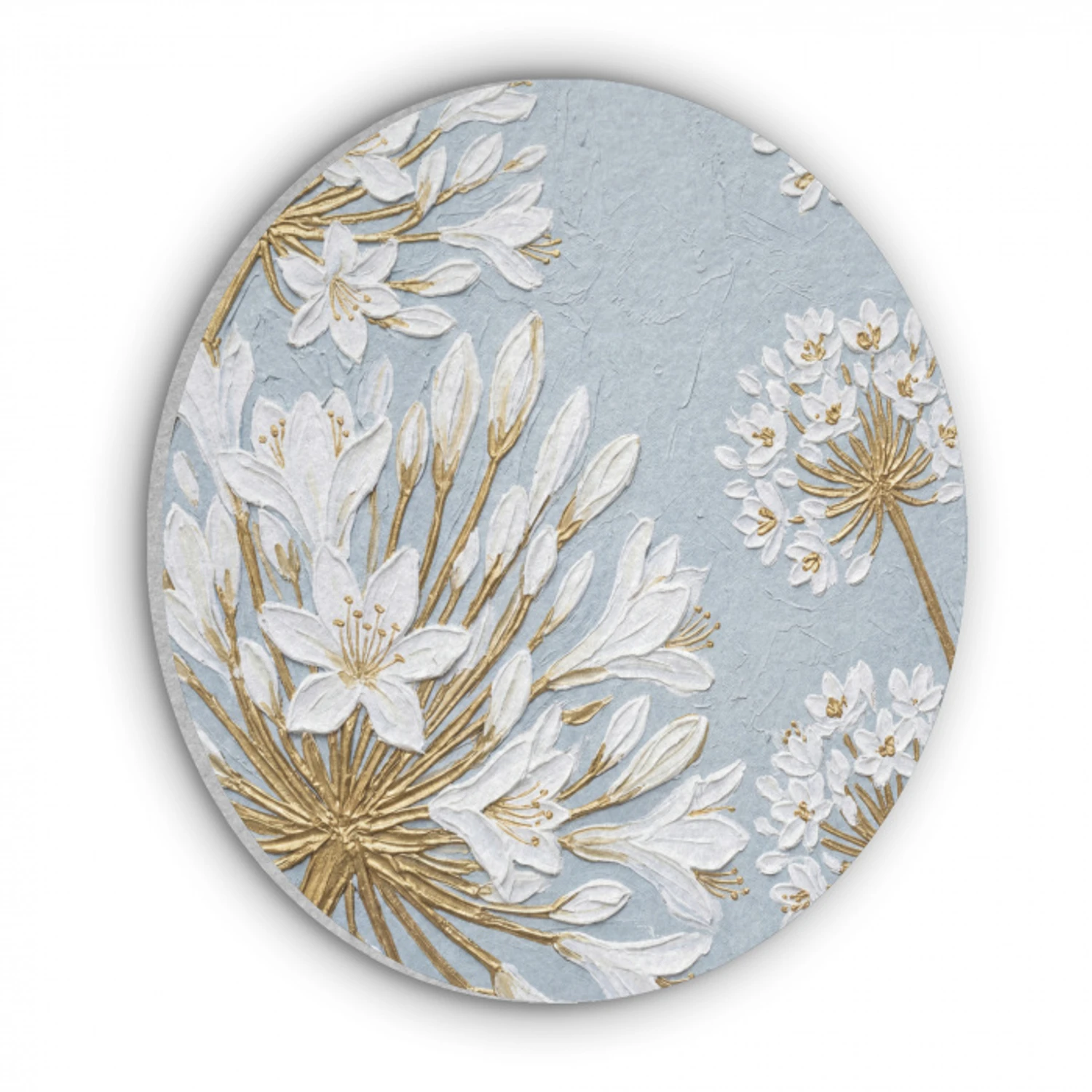 Illustratie - Bloemen - Blauw Akoestische PET Vilt - Rond klein -3d
