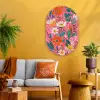 Roze - Bloemen - Wit - Oranje Wandcirkel Ovaal Glas middel -sfeer4