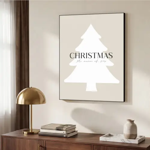 Kerstboom - Japandi - Christmas - Beige Textielframe zwart klein -sfeer3