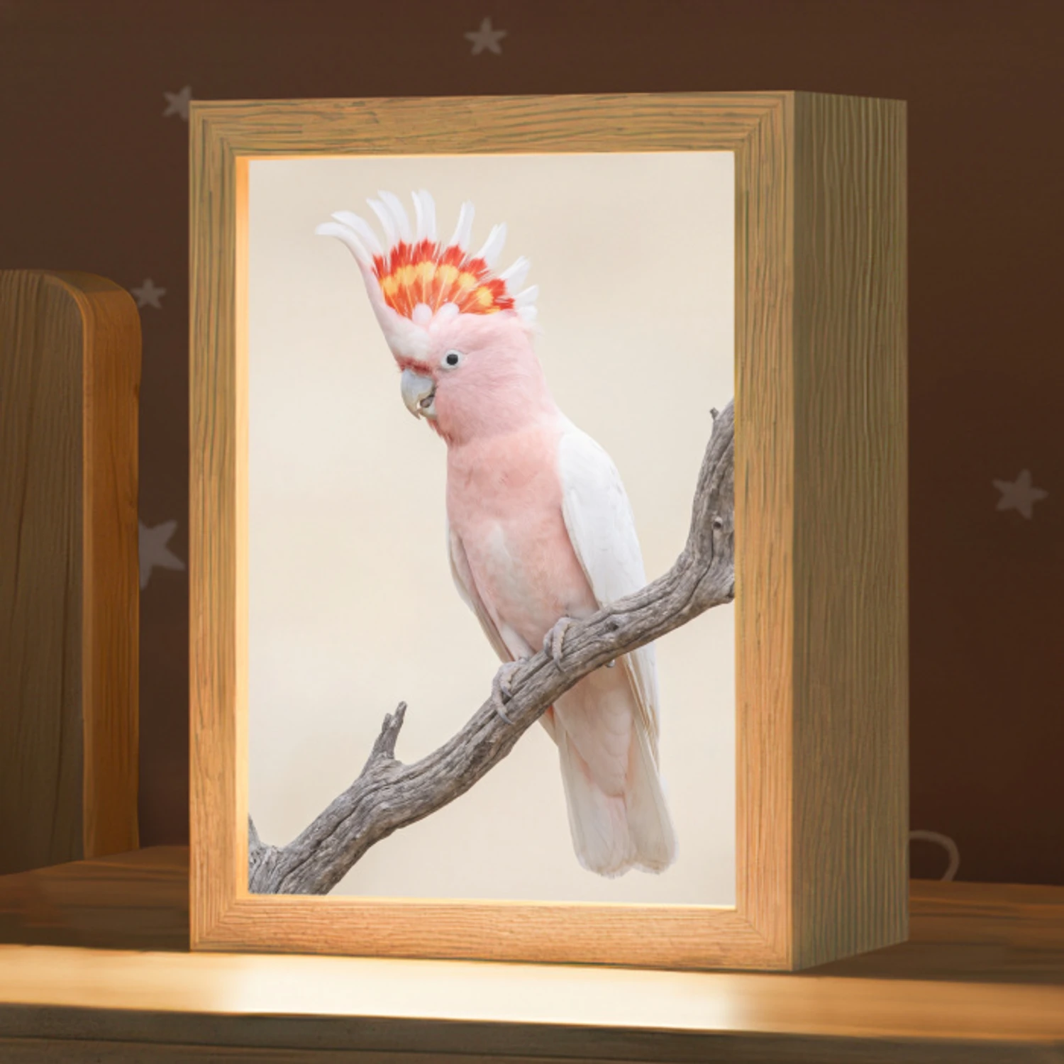 Papagaai - Tak - Roze Light Box met kabel (Kinderlampje) klein -zzz_3d_website