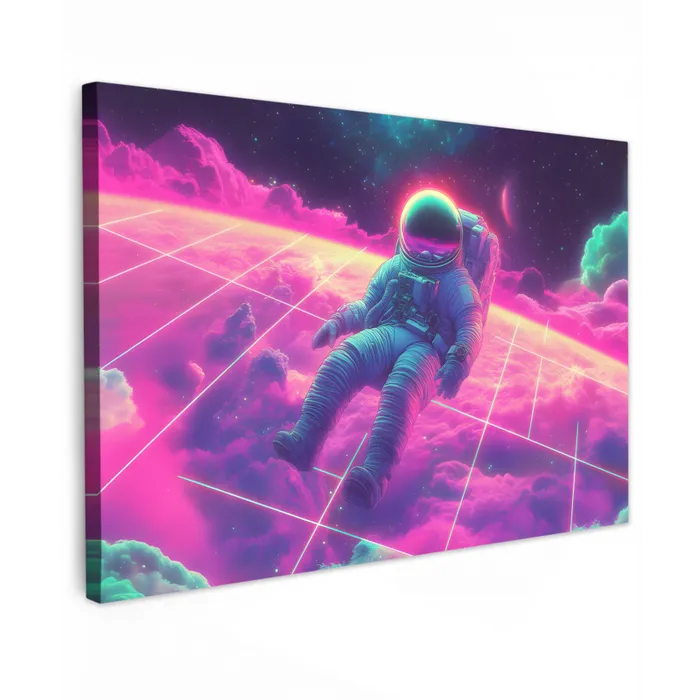 Astronaut - Neon - Roze - Wolken canvas 2cm klein -z3d
