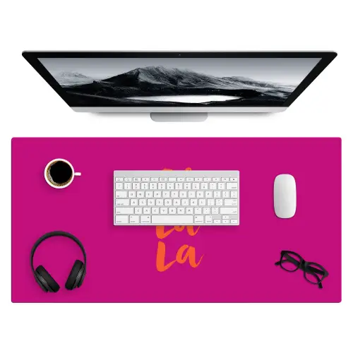 Oh la la - Roze - Oranje - Minimalistisch Muismat XXL klein -3d
