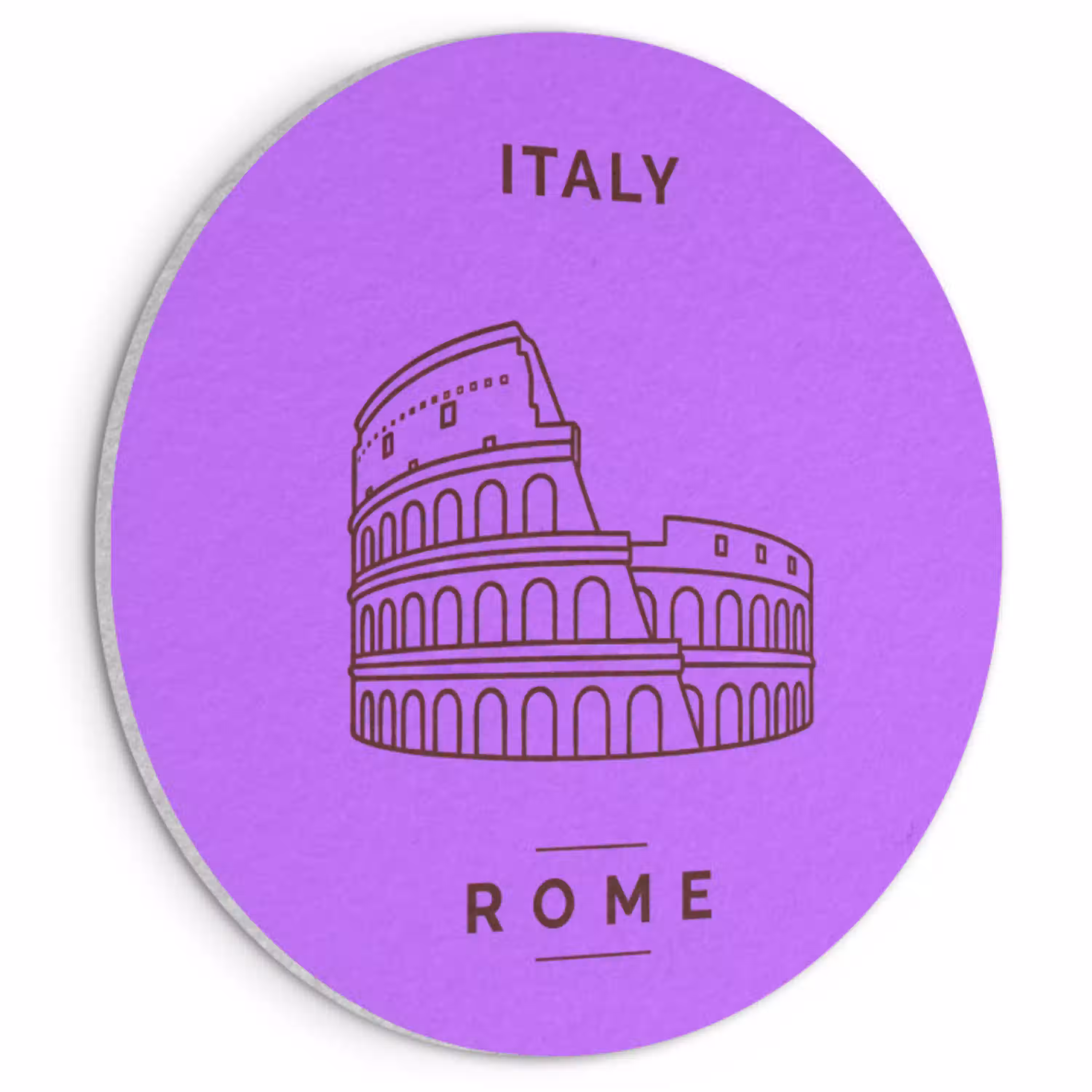 Architectuur - Colosseum - Rome - Minimalistisch - Paars Akoestische PET Vilt - Rond klein -3d