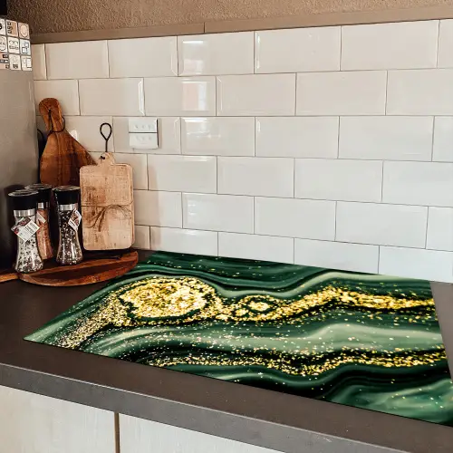 Marmer - Goud - Glitter - Groen - Marmerlook - Luxe Inductie beschermer vinyl 3mm klein -sfeer3