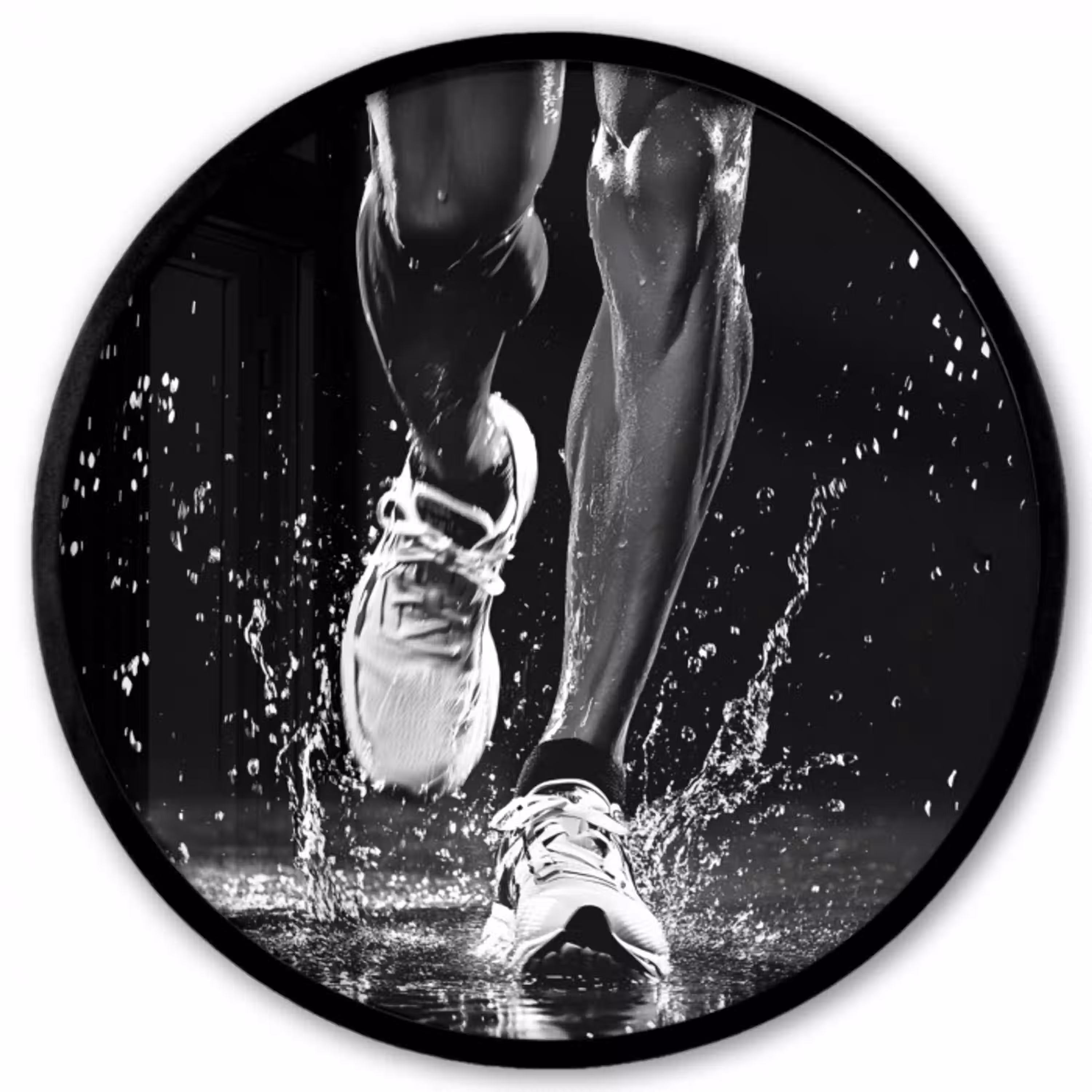 Hardloopschoenen - Rennen - Druppels - Zwart Fotolijst rond zonder passe partout klein -3d