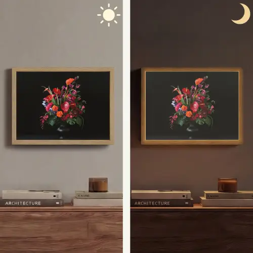 Bloemen - Boeket - Sierlijk Light Box met batterij (Wandlamp) middel -sfeer3