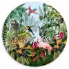 Jungle - Natuur - Jongens - Meisjes - Kinderen - Zebra - Flamingo Wandcirkel kunststof plaat 5mm dik klein -3d