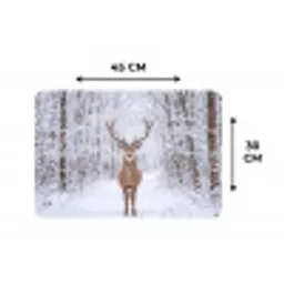 Hert - Winter - Bos - Natuur - Wit Placemat vinyl groot -specs