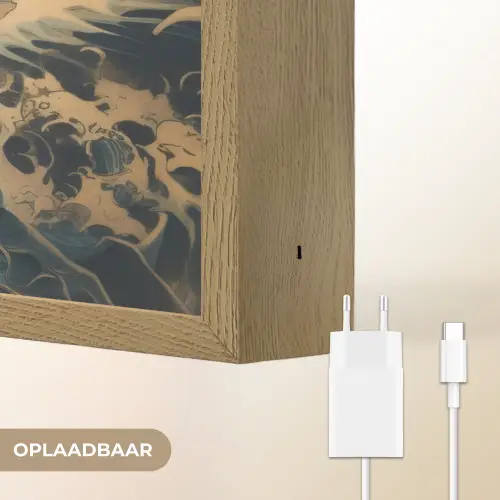Koi - Zee - Golven - Zon Light Box met batterij (Wandlamp) middel -USP_websiteoplaadbaarNL