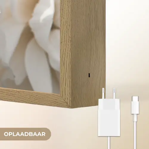 Bloemen - Wit - Natuur Light Box met batterij (Wandlamp) middel -USP_websiteoplaadbaarNL