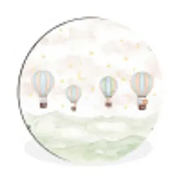Aquarel - Luchtballonnen - Pastel Wandcirkel aluminium klein -3d