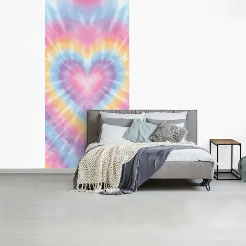 Hartvorm - Pastelkleuren - Tie Dye fotobehang vinyl groot -slaapkamer