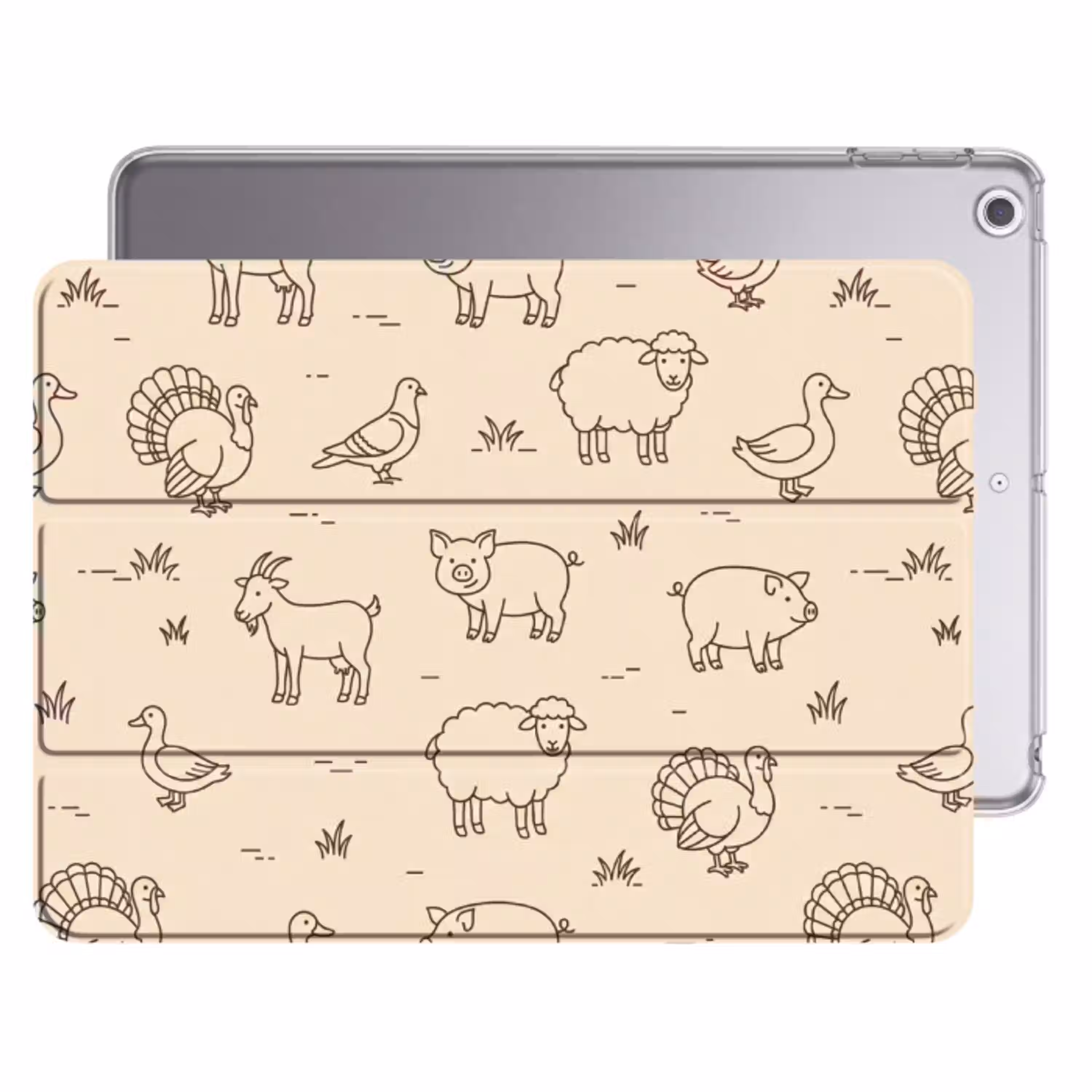 Dieren - Patroon - Boerderij - Minimalistisch - Beige Apple iPad 2017 middel -threedimensional_3d_global