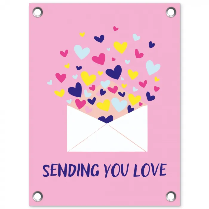 Envelop - Love - Hartjes - Valentijn tuinposter los doek klein -3d