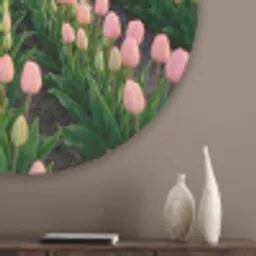 Tulpen - Landschap - Roze Akoestische PET Vilt - Rond klein -sfeer5_closeup