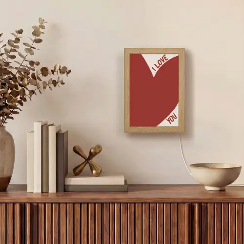 Loveyou - Rood - Hart Light Box met kabel (Wandlamp) klein -sfeer2