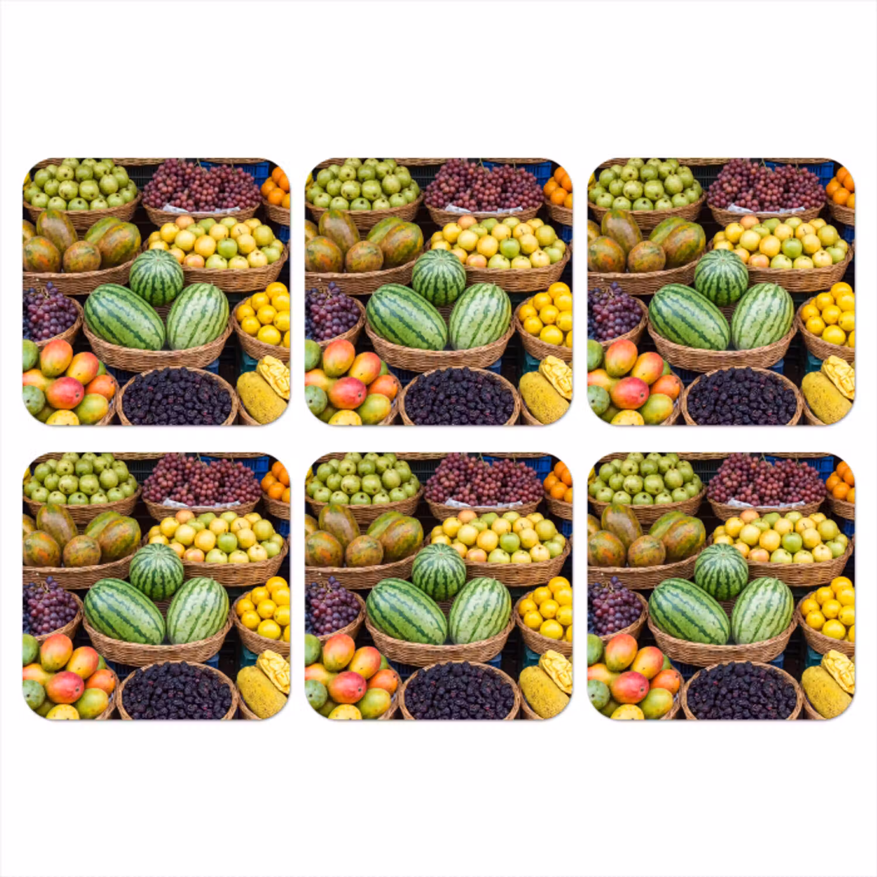 Fruit - Markt - Kleurrijk onderzetter kurk middel -3d
