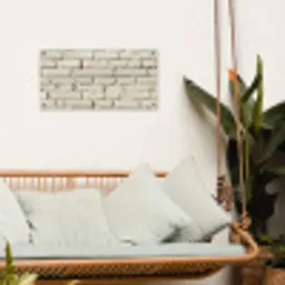 Bakstenen - Muur - Licht - Wit tuinposter los doek klein -sfeer7