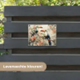 Toekan - Vogels - Bloemen - Tak tuinposter los doek klein -sfeer3