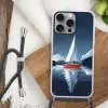 Zeilboot - Donkere bergen - Stilte Hoesje iPhone 16 Pro Max met koord klein -sfeer4