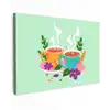 Thee - Illustratie - Kopjes - Bloemen canvas 2cm klein -z3d