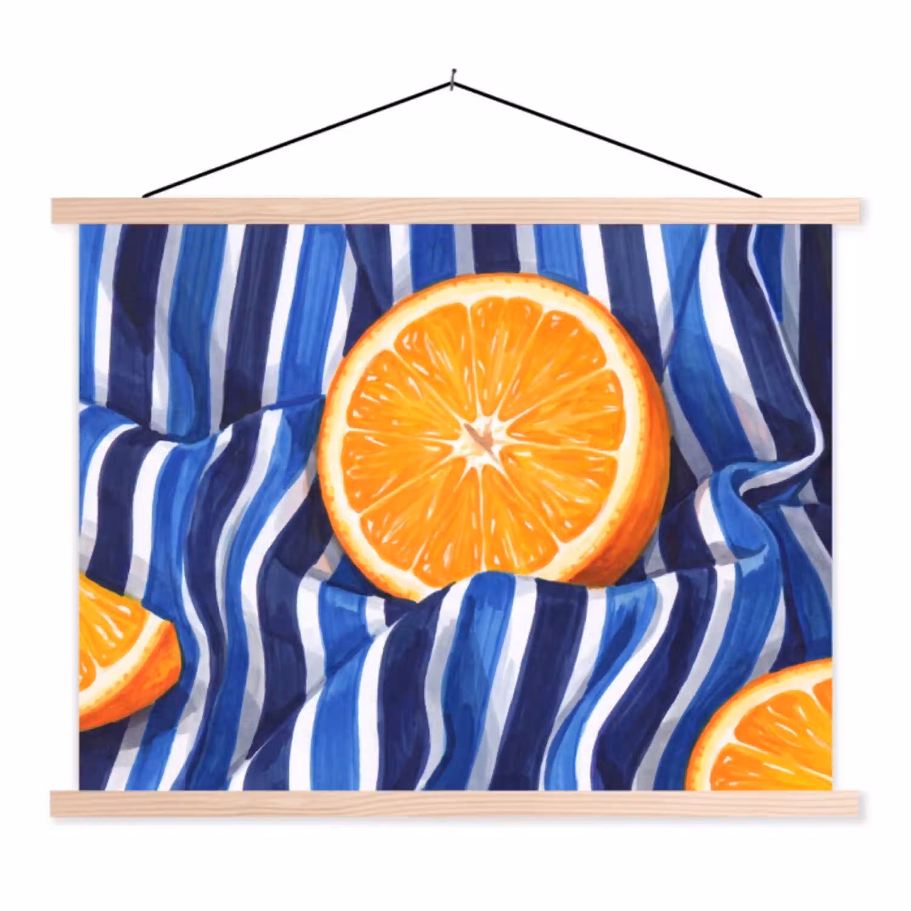 Eten - Fruit - Oranje textielposter latten blank klein -3d