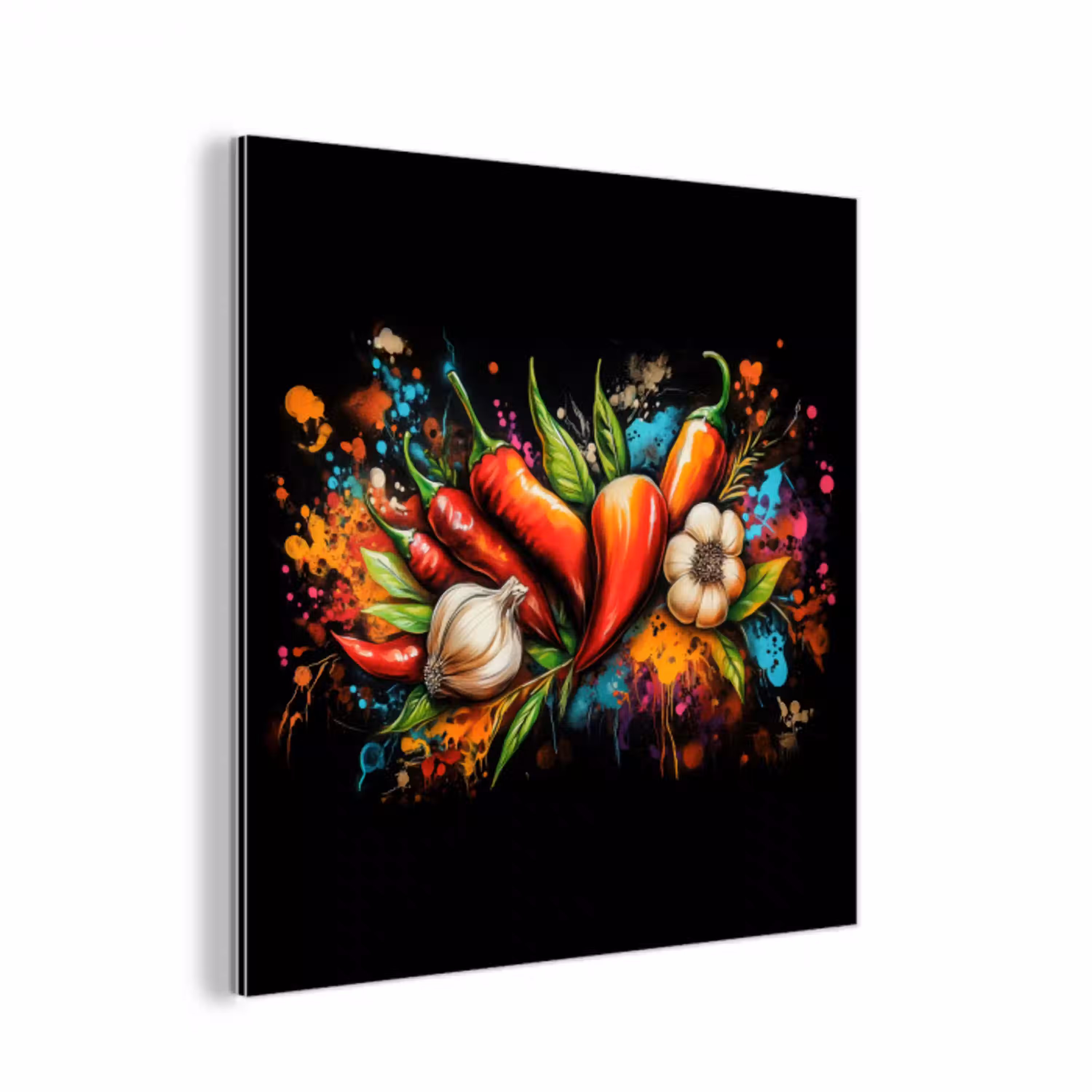 Groente - Peper - Knoflook - Graffiti - Verf - Kleurrijk aluminium wit klein -3d