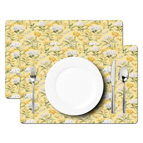 Frans - Citroen - Bloesem  - Wit - Geel Placemat vinyl groot 368 -zzsfeer2_Kitchenyeah-website