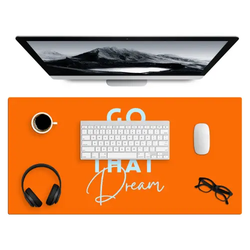 Oranje - Blauw - Go get that dream Muismat XXL klein -3d
