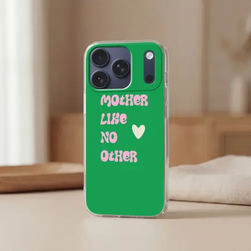 Tekst - Hartje - Moeder - Groen Telefoonhoesje iPhone 17 Pro klein -sfeer2