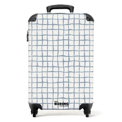 Handgetekend blauw raster met zachte hoeken NBS - Handbagage koffer - Kinderen Unisex middel -productfoto_recht