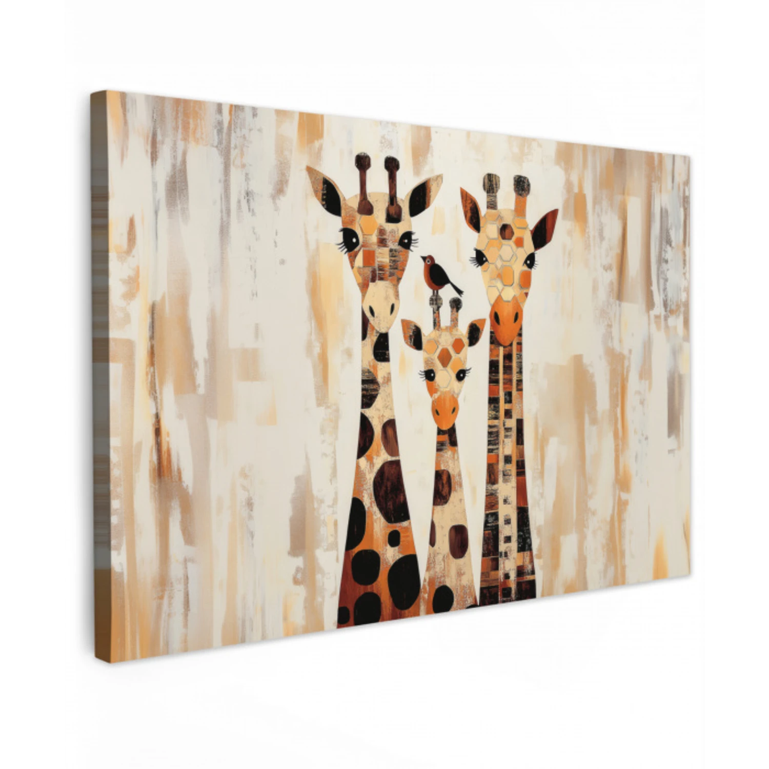 Giraffen - Cartoon - Crème canvas 2cm klein -z3d