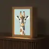 Giraffe - Illustratie - Bruin - Minimalistisch Light Box met kabel (Tafellamp) klein -z3d_website