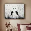 Kraanvogels - Gras - Hartvorm - Zwart Textielframe - compleet frame klein -sfeer1