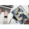 Wereldkaart - Blauw - Abstract laptophoes neopreen klein -bureau