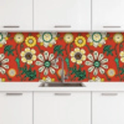 Design - Bloemen - Hippie - Retro keuken achterwand 2 middel 871 -3d