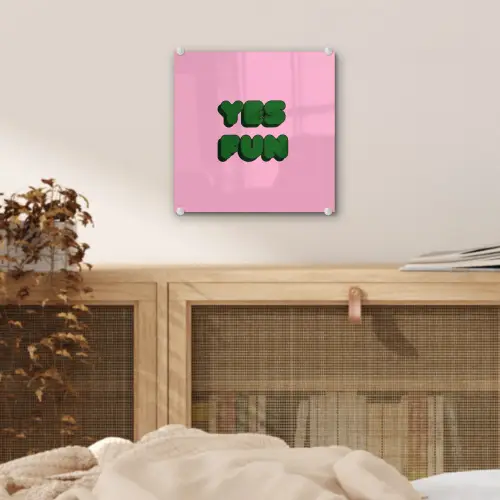 Yes fun - Groen - Roze plexiglas 5mm klein -sfeer4