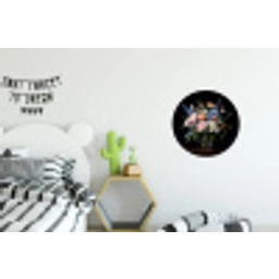 Pastel - Bloemen - Glazen - Vaas Wandcirkel aluminium klein -kinderkamer