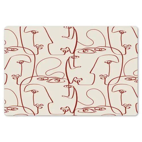 Gezichten - Abstract - Rood - Beige Placemat vinyl groot 368 -zzsfeer1_Kitchenyeah-website