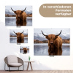 Schotse hooglander - Bruin - Water tuinposter los doek klein -Xsfeer9_DE