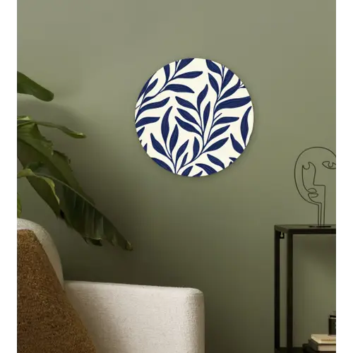 Bladeren - Klimop - Donkerblauw Wandcirkel kunststof plaat 5mm dik klein -sfeer3