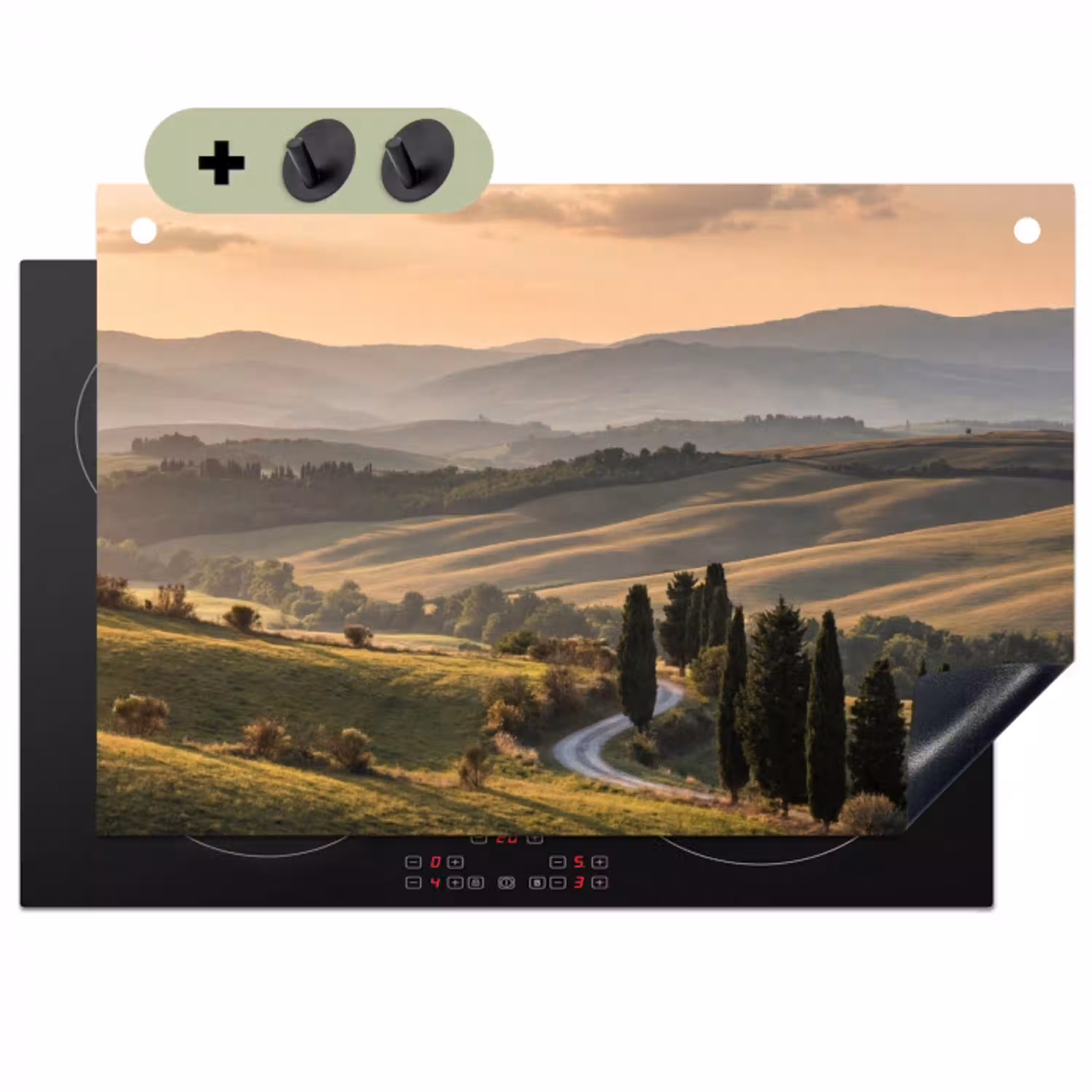 Toscaans - Landschap - Heuvels Inductie beschemer met haakjes klein -3d