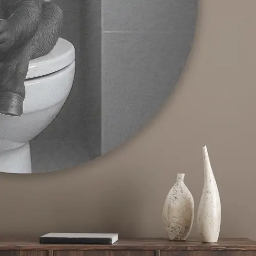 Ezel - Telefoon - Toilet - Zwart - Wit Akoestische PET Vilt - Rond klein -sfeer5_closeup