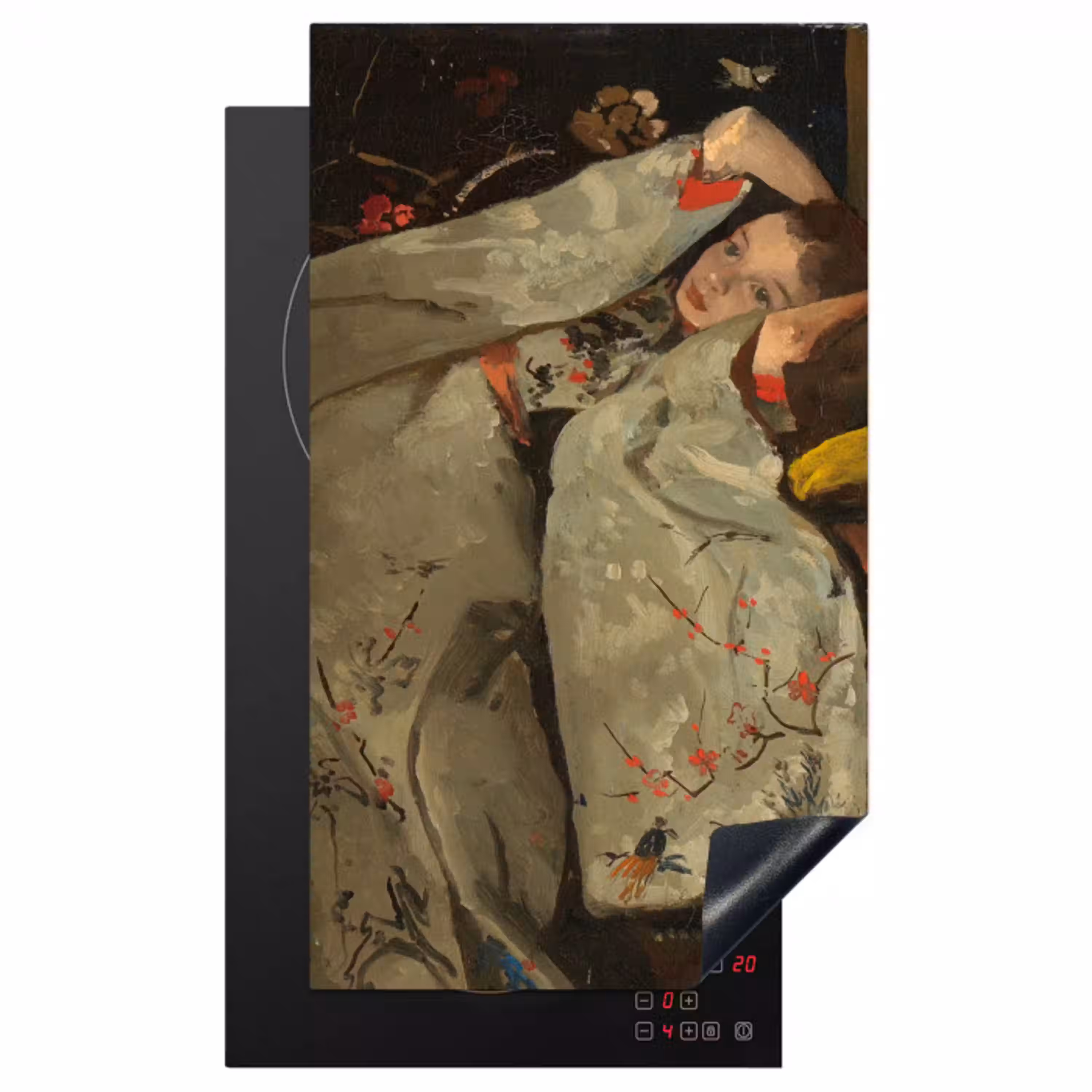 Meisje in witte kimono - Schilderij van George Hendrik Breitner Inductie beschermer vinyl 3mm middel -3d