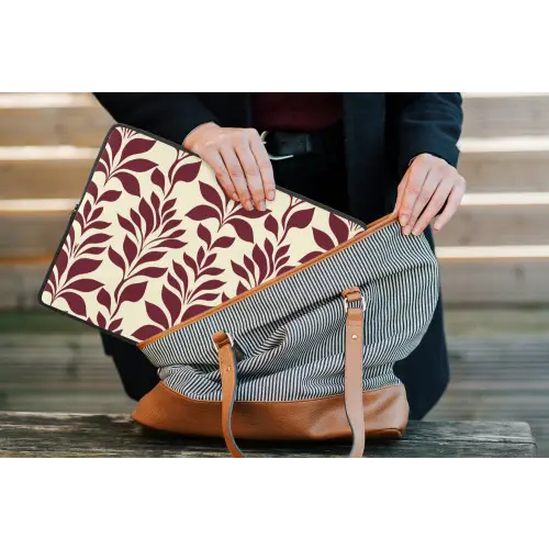 Abstract - Bladeren - Burgundy laptophoes neopreen klein 279 -tas