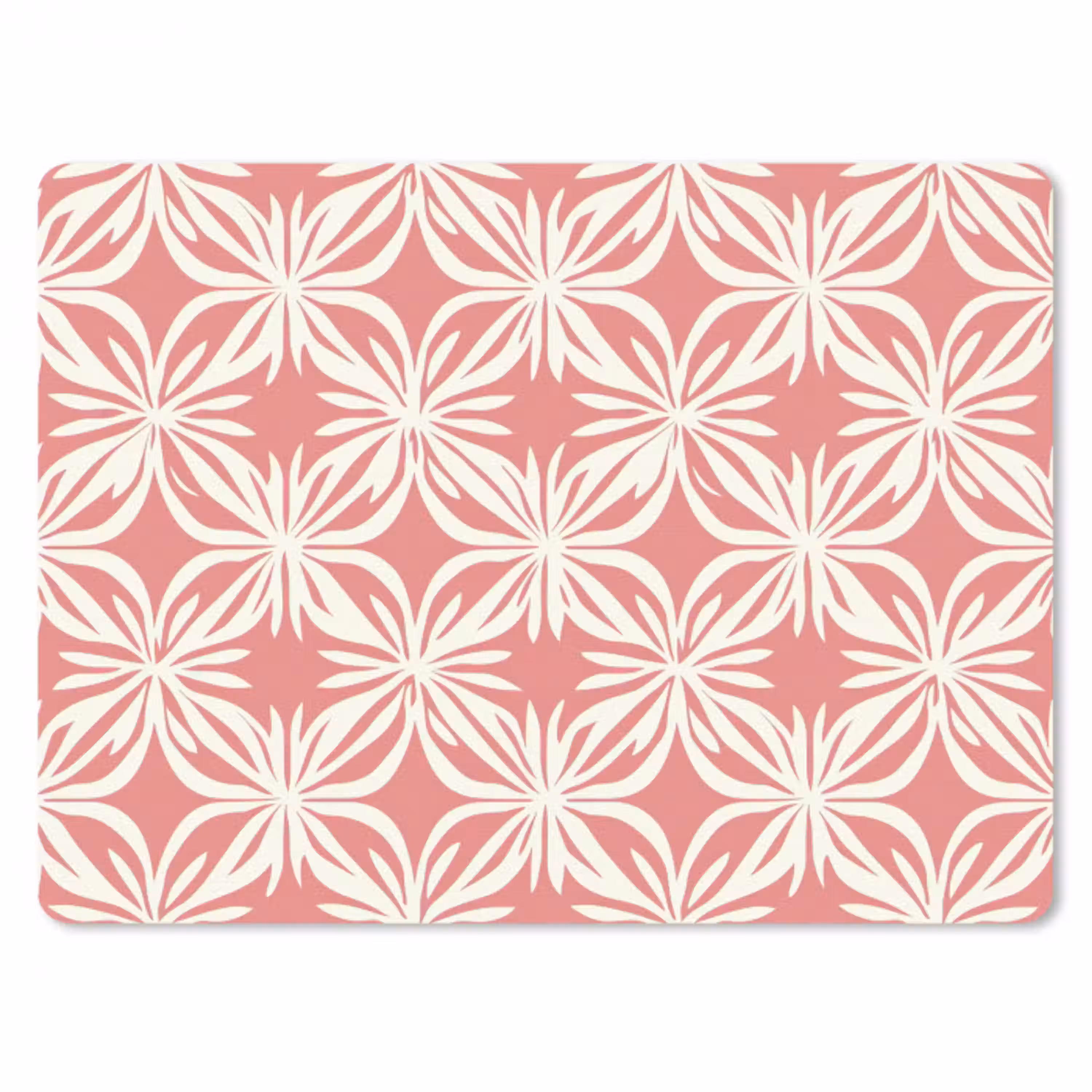 Roze - Bloemenmotief - Wit - Modern muismat rubber klein 262 -3d
