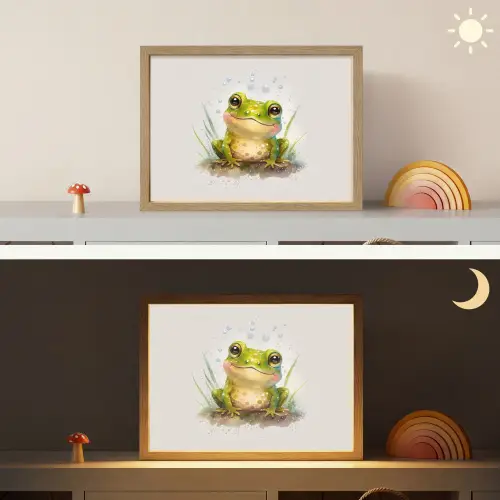 Kikker - Groen - Waterverf - Dieren - Jongen - Meisje Light Box met batterij (Wandlamp kind) middel -sfeer3_kind