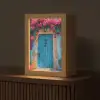 Deur - Hout - Bloemen - Blauw Light Box met kabel (Tafellamp) klein -z3d_website
